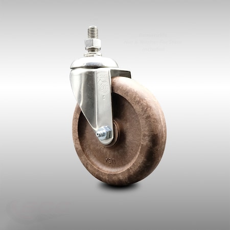 Service Caster 5 Inch 316SS High Temp Glass Filled Nylon Swivel 3/8 Inch Threaded Stem Caster SCC-SS316TS20S514-GFNSHT-381615